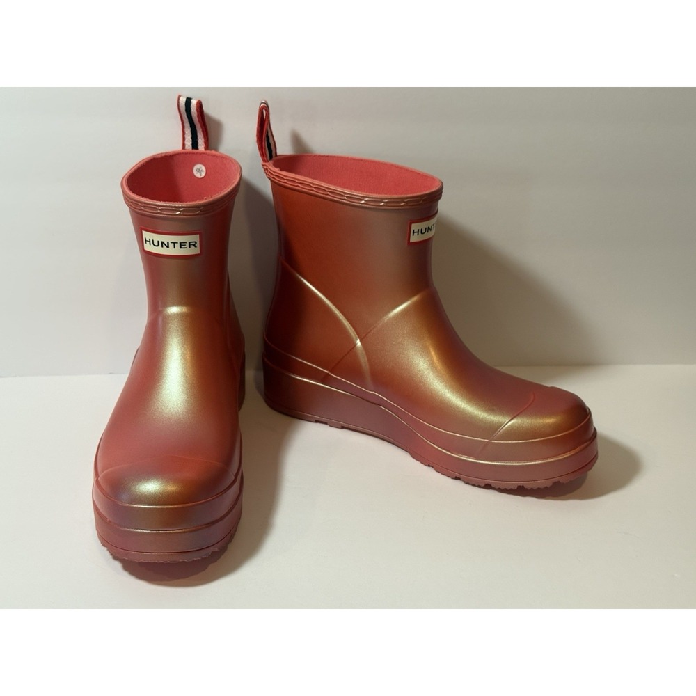 Hunter Original Play Short Nebula Rain Boots US 9 Women Shimmer Pink WFS2020NEB - Picture 4 of 7